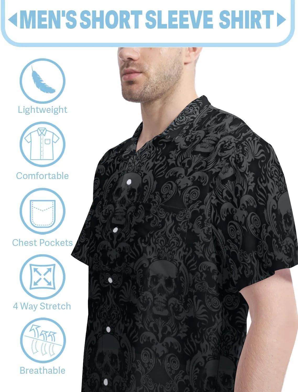 Hawaiian Shirt for Men Casual Button Down Shirt Short Sleeve Aloha Beach Shirt Party Shirt