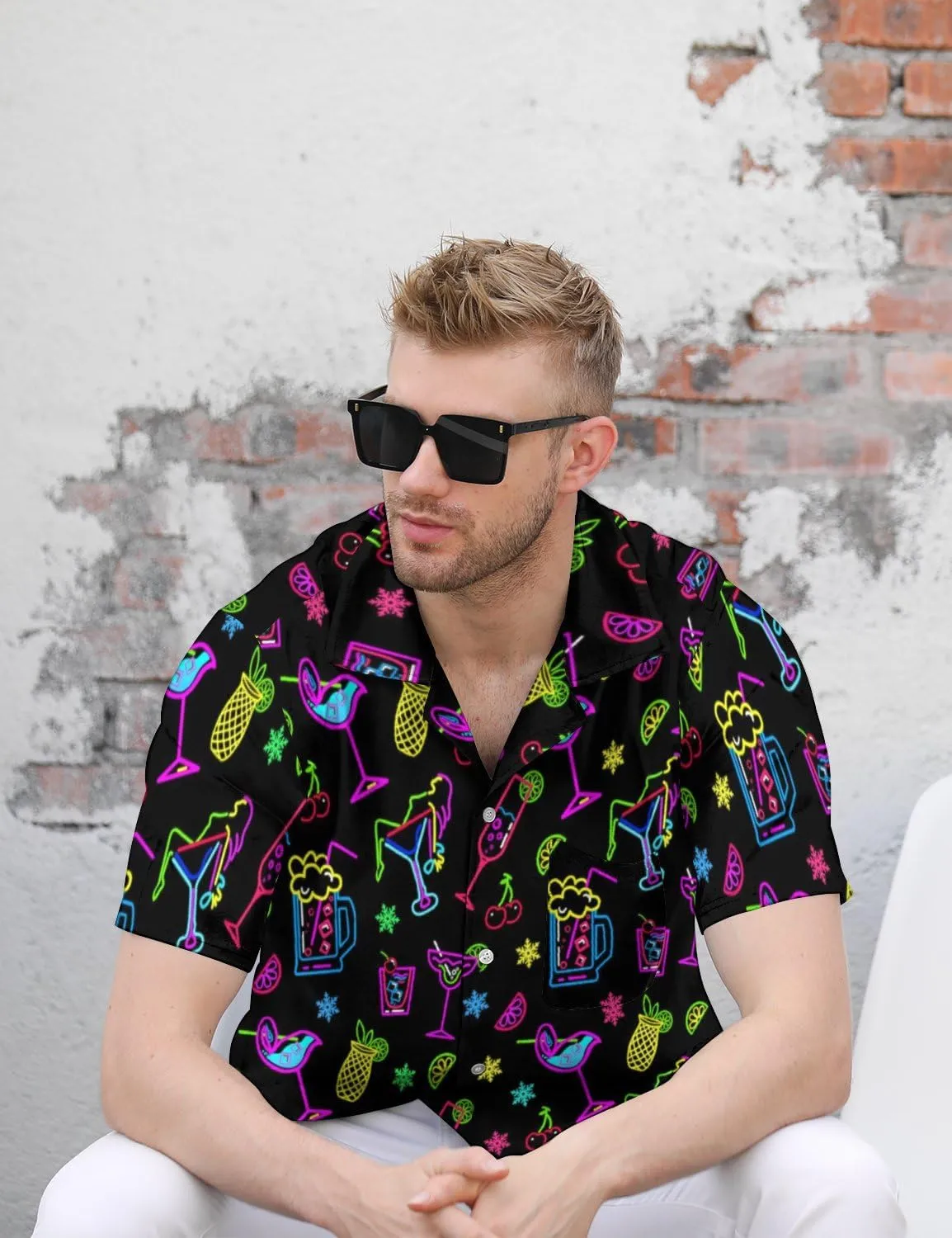 Hawaiian Shirt for Men Casual Button Down Shirt Short Sleeve Aloha Beach Shirt Party Shirt