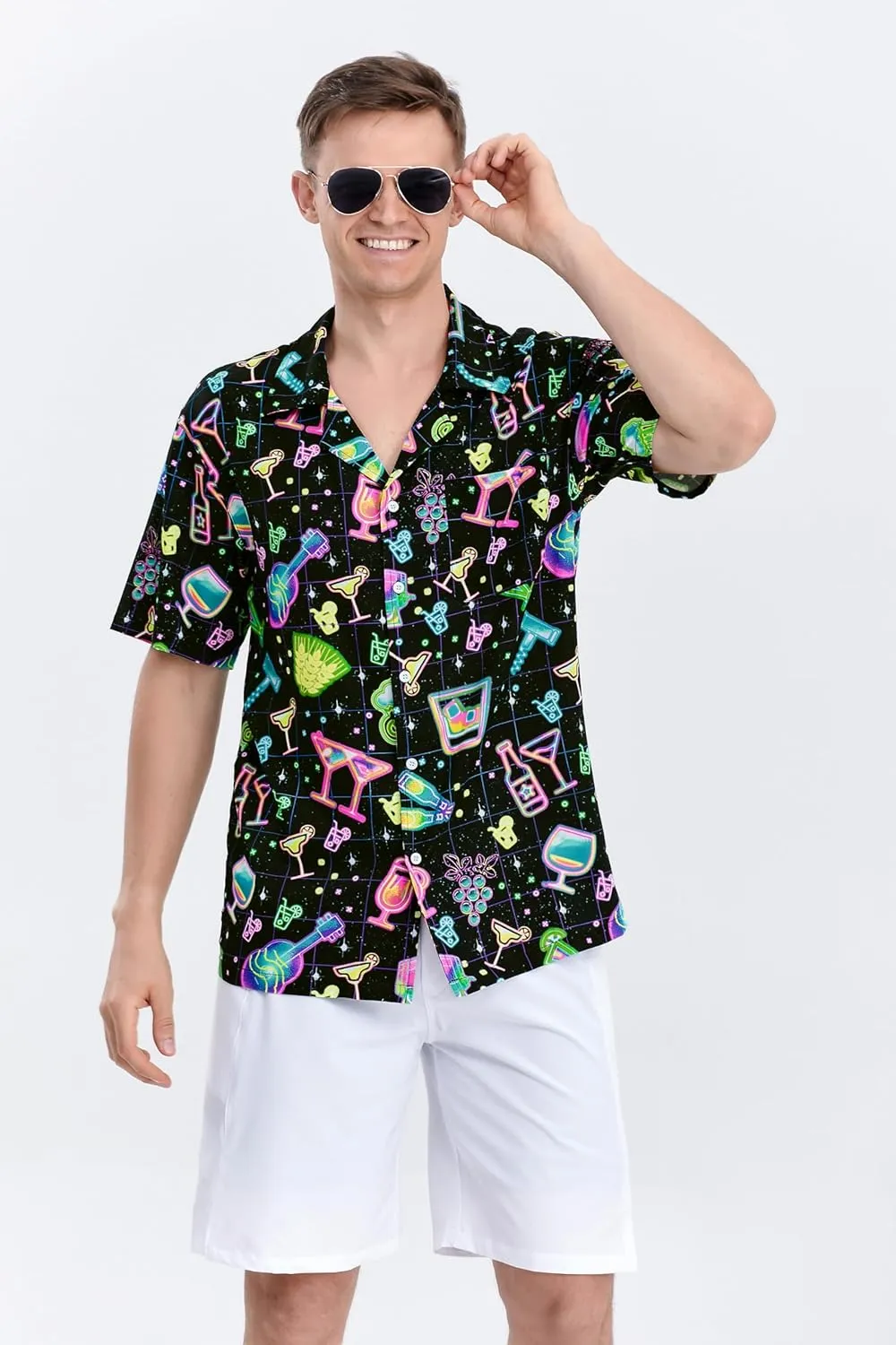 Hawaiian Shirt for Men Casual Button Down Shirt Short Sleeve Aloha Beach Shirt Party Shirt