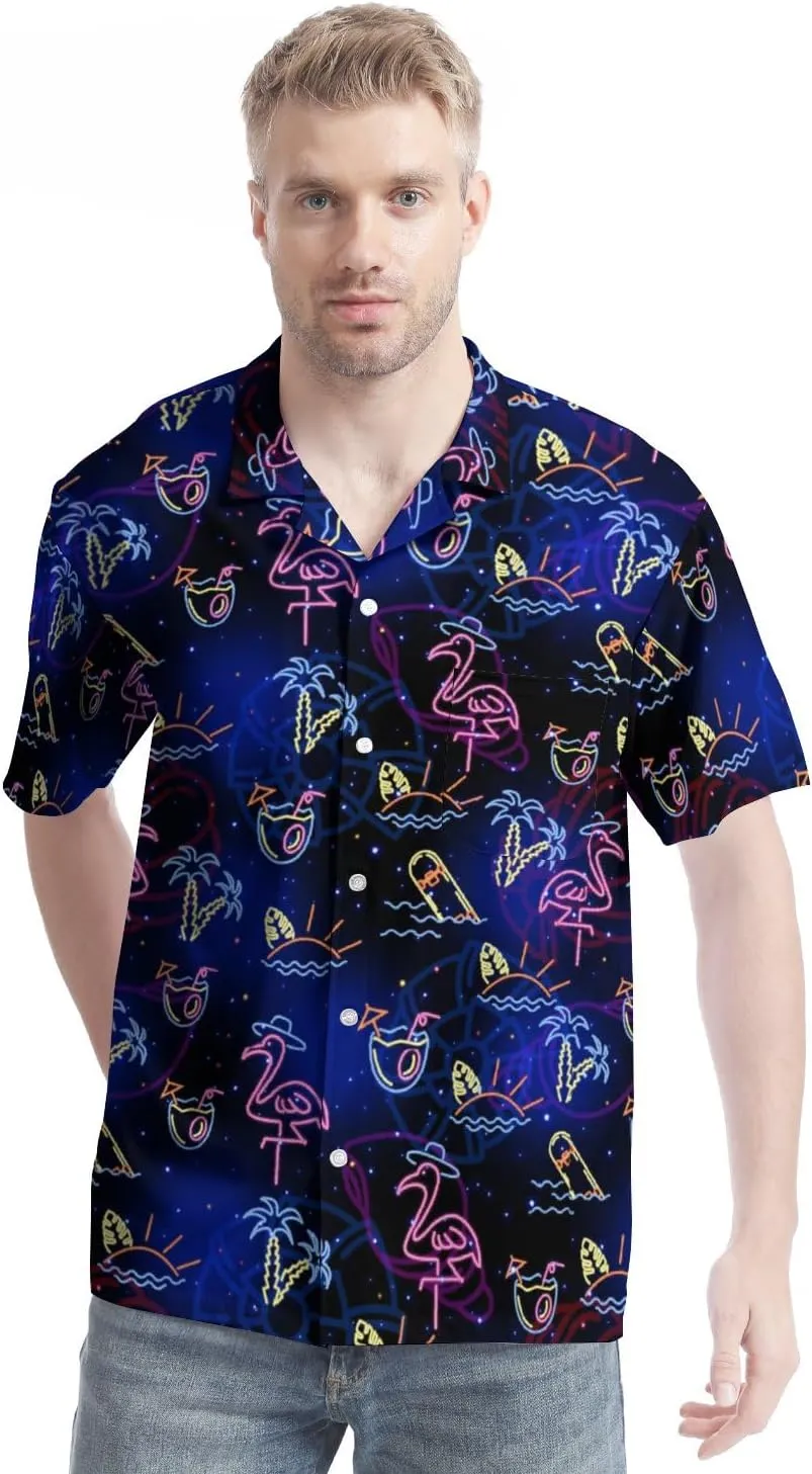 Hawaiian Shirt for Men Casual Button Down Shirt Short Sleeve Aloha Beach Shirt Party Shirt