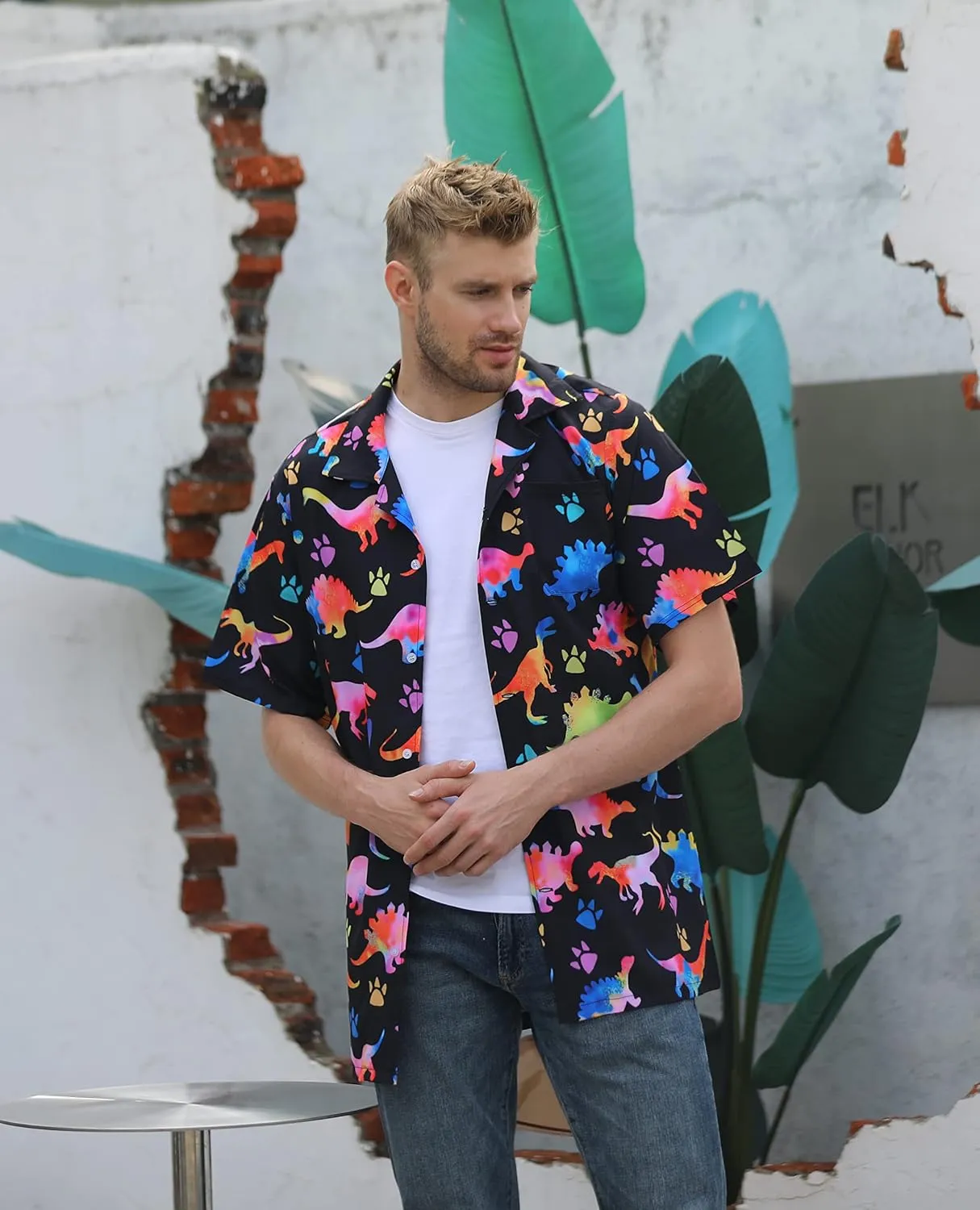 Hawaiian Shirt for Men Casual Button Down Shirt Short Sleeve Aloha Beach Shirt Party Shirt