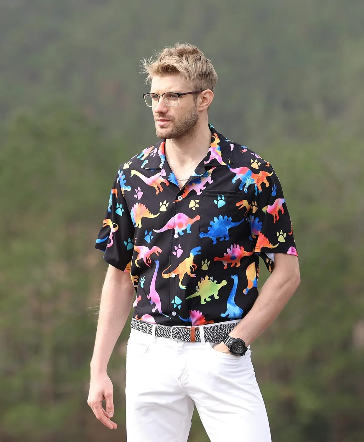 Hawaiian Shirt for Men Casual Button Down Shirt Short Sleeve Aloha Beach Shirt Party Shirt