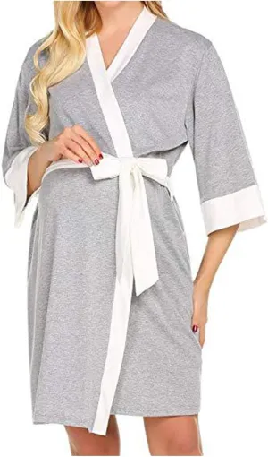 HGps8w Womens Maternity Nursing Gown Labor Delivery Nuring Nightgowns Breastfeeding Robes Pregnancy Loungewear