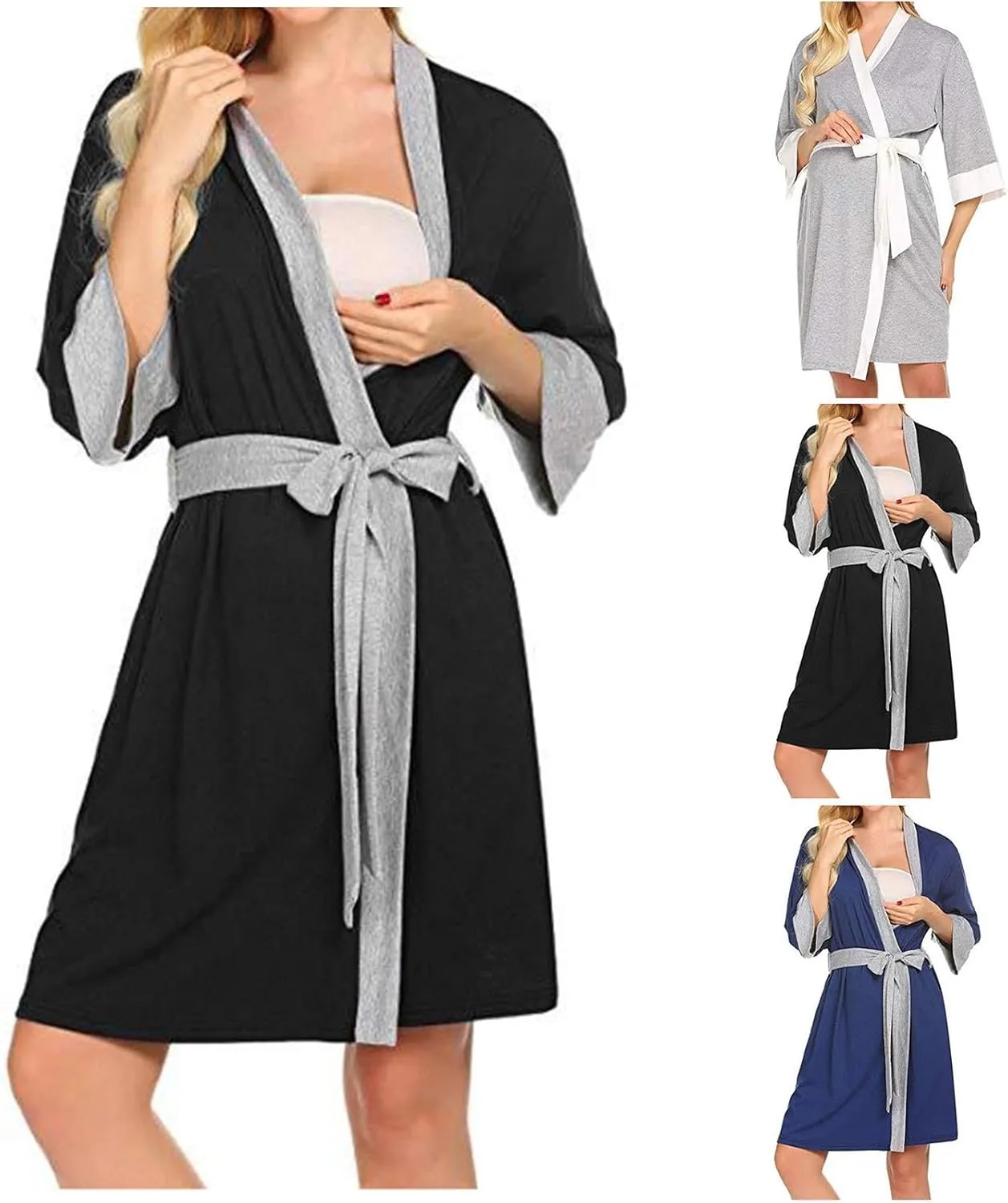 HGps8w Womens Maternity Nursing Gown Labor Delivery Nuring Nightgowns Breastfeeding Robes Pregnancy Loungewear