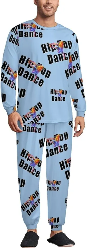 Hip Hop Dance Dancing Soft Mens Pajamas Set Round Neck Pullover Long Sleeve And Pants Loungewear 2 Piece Pjs Set