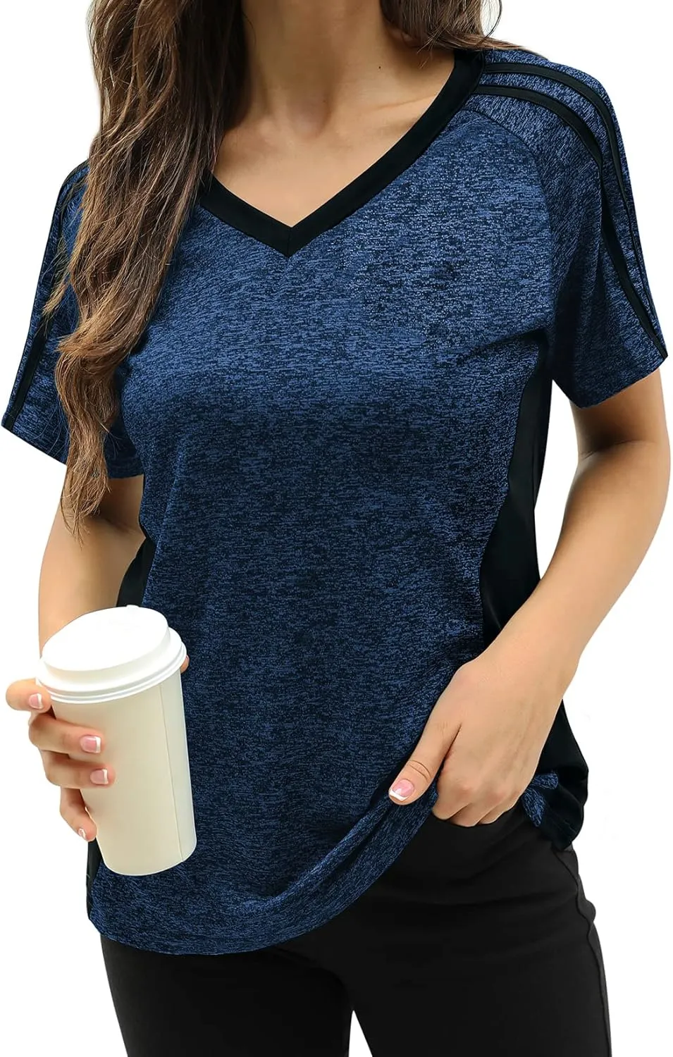 HOCOSIT Women's Workout Shirts Fast Dry Active Wear Yoga Top Sweat Wcking Clothes