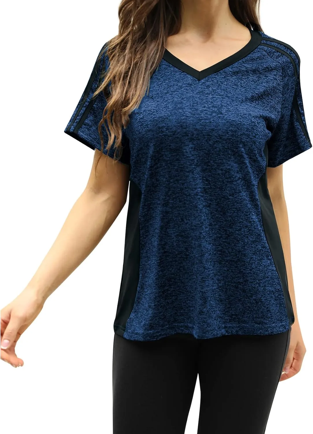 HOCOSIT Women's Workout Shirts Fast Dry Active Wear Yoga Top Sweat Wcking Clothes