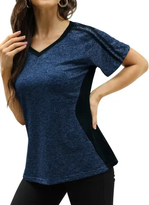 HOCOSIT Women's Workout Shirts Fast Dry Active Wear Yoga Top Sweat Wcking Clothes