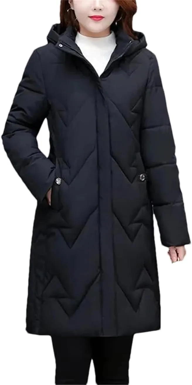 Hooded Cotton-Padded Coats Womens Long Warm Winter Jacket Cotton Parkas Thicken Warm Down Cotton Overcoat