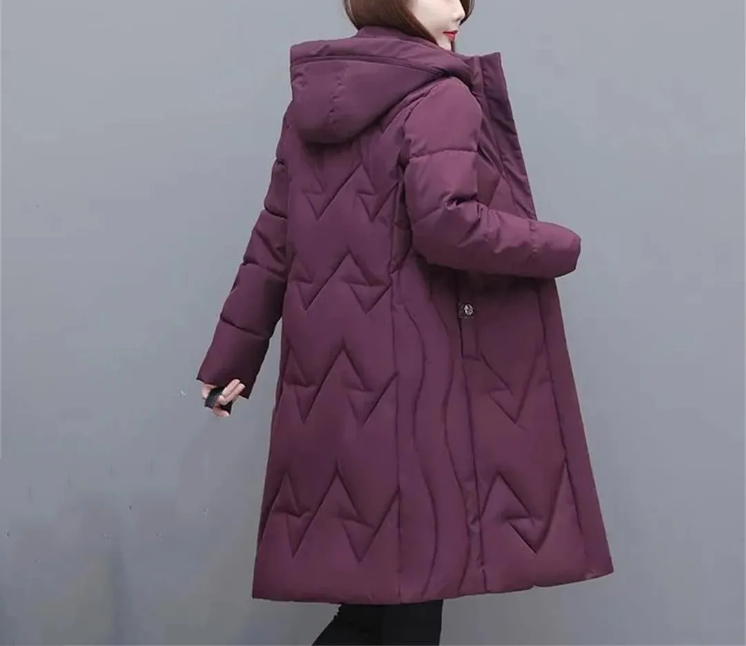 Hooded Cotton-Padded Coats Womens Long Warm Winter Jacket Cotton Parkas Thicken Warm Down Cotton Overcoat