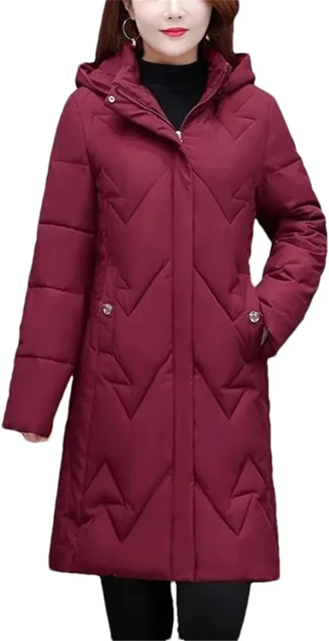 Hooded Cotton-Padded Coats Womens Long Warm Winter Jacket Cotton Parkas Thicken Warm Down Cotton Overcoat