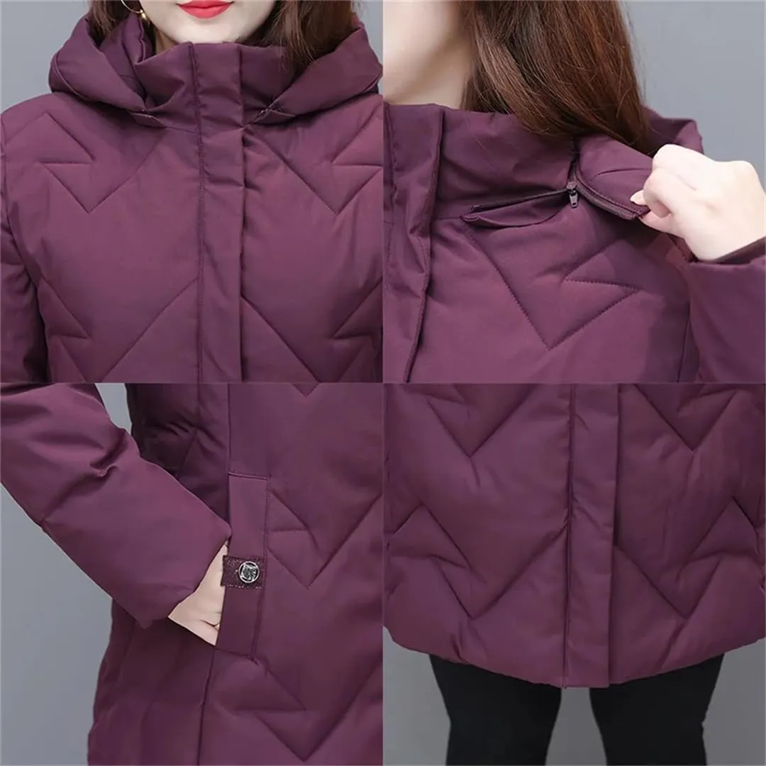 Hooded Cotton-Padded Coats Womens Long Warm Winter Jacket Cotton Parkas Thicken Warm Down Cotton Overcoat