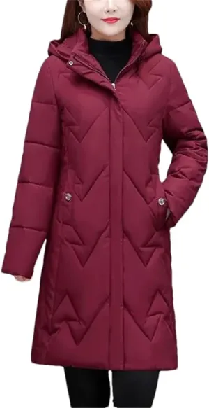 Hooded Cotton-Padded Coats Womens Long Warm Winter Jacket Cotton Parkas Thicken Warm Down Cotton Overcoat