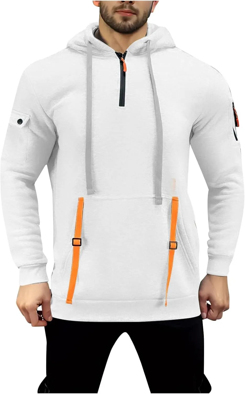 Hoodies For Men Tactical Quarter Zip Pullover Casual Long Sleeve Running Sweatshirt Multiple Pockets Outdoors Hoodie