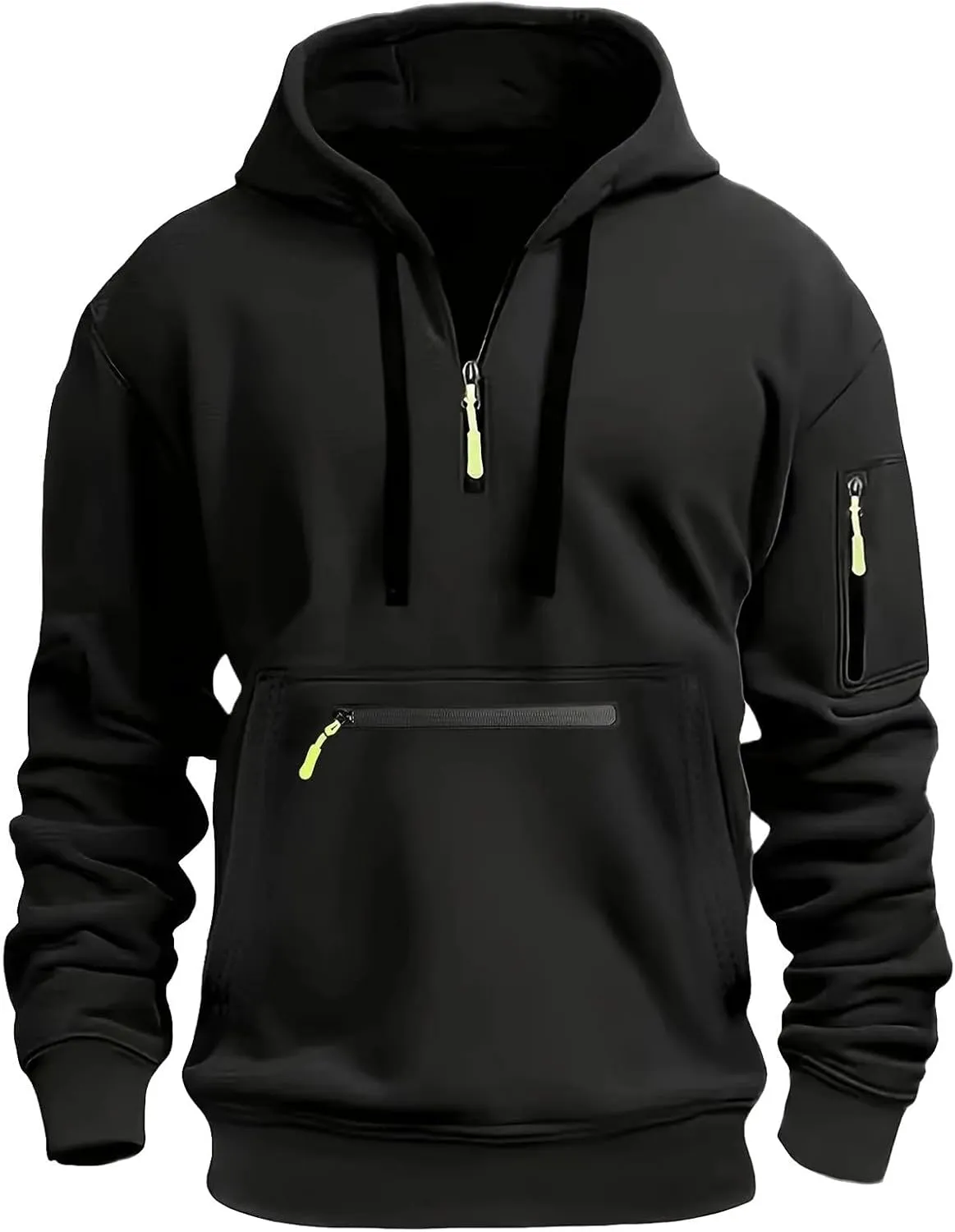 Hoodies For Men Tactical Quarter Zip Pullover Casual Long Sleeve Running Sweatshirt Multiple Pockets Outdoors Hoodie