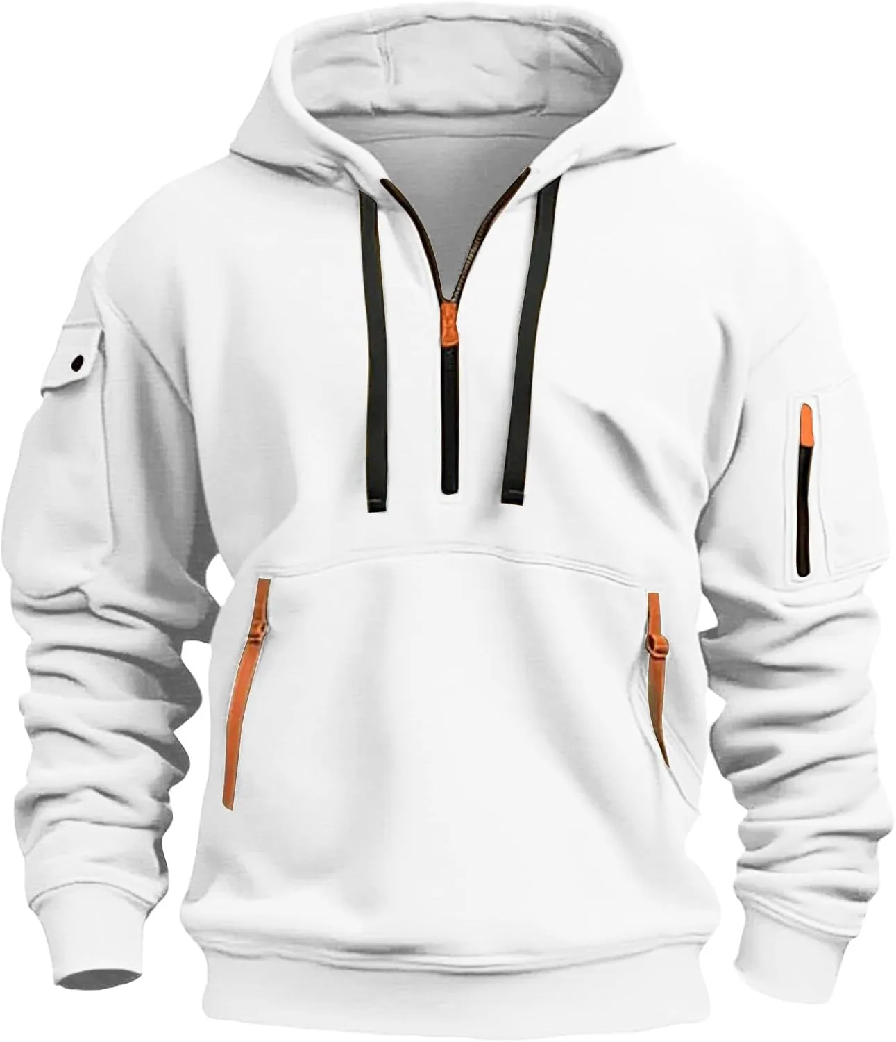 Hoodies For Men Tactical Quarter Zip Pullover Casual Long Sleeve Running Sweatshirt Multiple Pockets Outdoors Hoodie