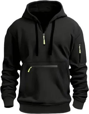 Hoodies For Men Tactical Quarter Zip Pullover Casual Long Sleeve Running Sweatshirt Multiple Pockets Outdoors Hoodie