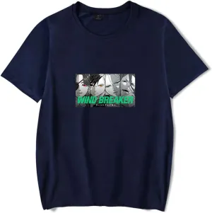 Hot Anime Wind Breaker Merch Shirt Fashion Short Sleeve Anime T Shirt, Small, Black