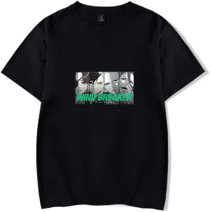 Hot Anime Wind Breaker Merch Shirt Fashion Short Sleeve Anime T Shirt, Small, Black