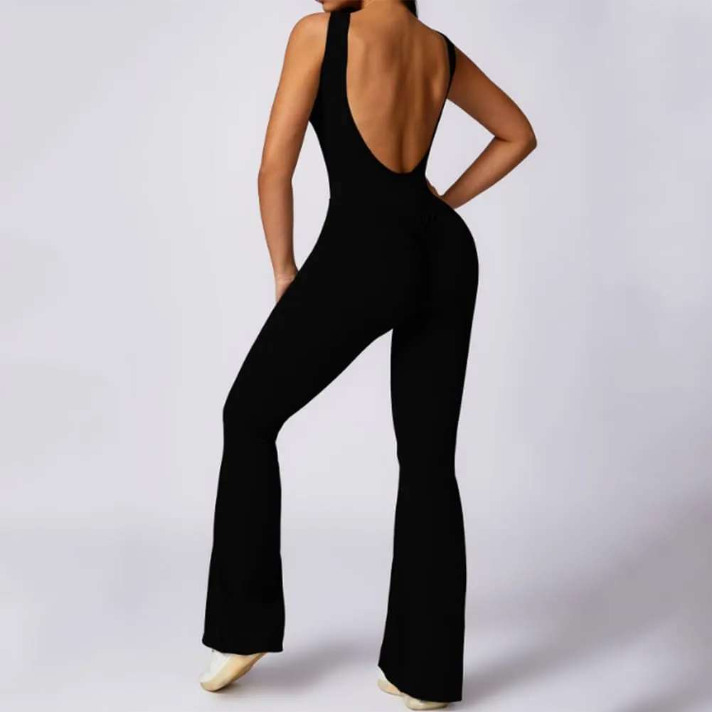 HSQSMWJ Women Wear Backless Butt Scrunch Workout Yoga Jumpsuit