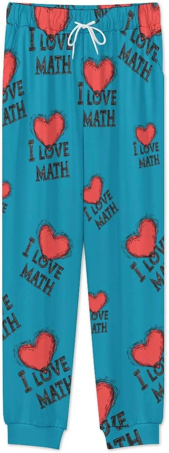 I Love Math Soft Mens Pajamas Set Round Neck Pullover Long Sleeve And Pants Loungewear 2 Piece Pjs Set