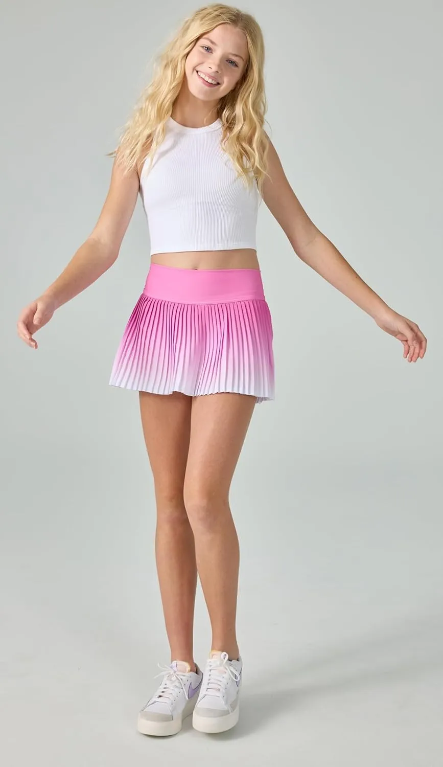 iscream Big Girls Spandex Blend Stretchy Pleated Ombre Skort for Casual and Sports Wear