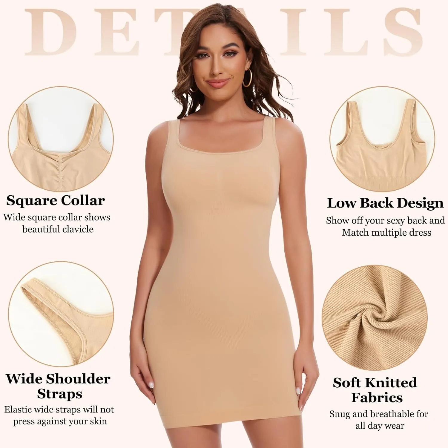 JOYSHAPER Slip Dress Shapewear for Under Dress Women Seamless Full Slip Tummy Control Body Shaper Bodycon