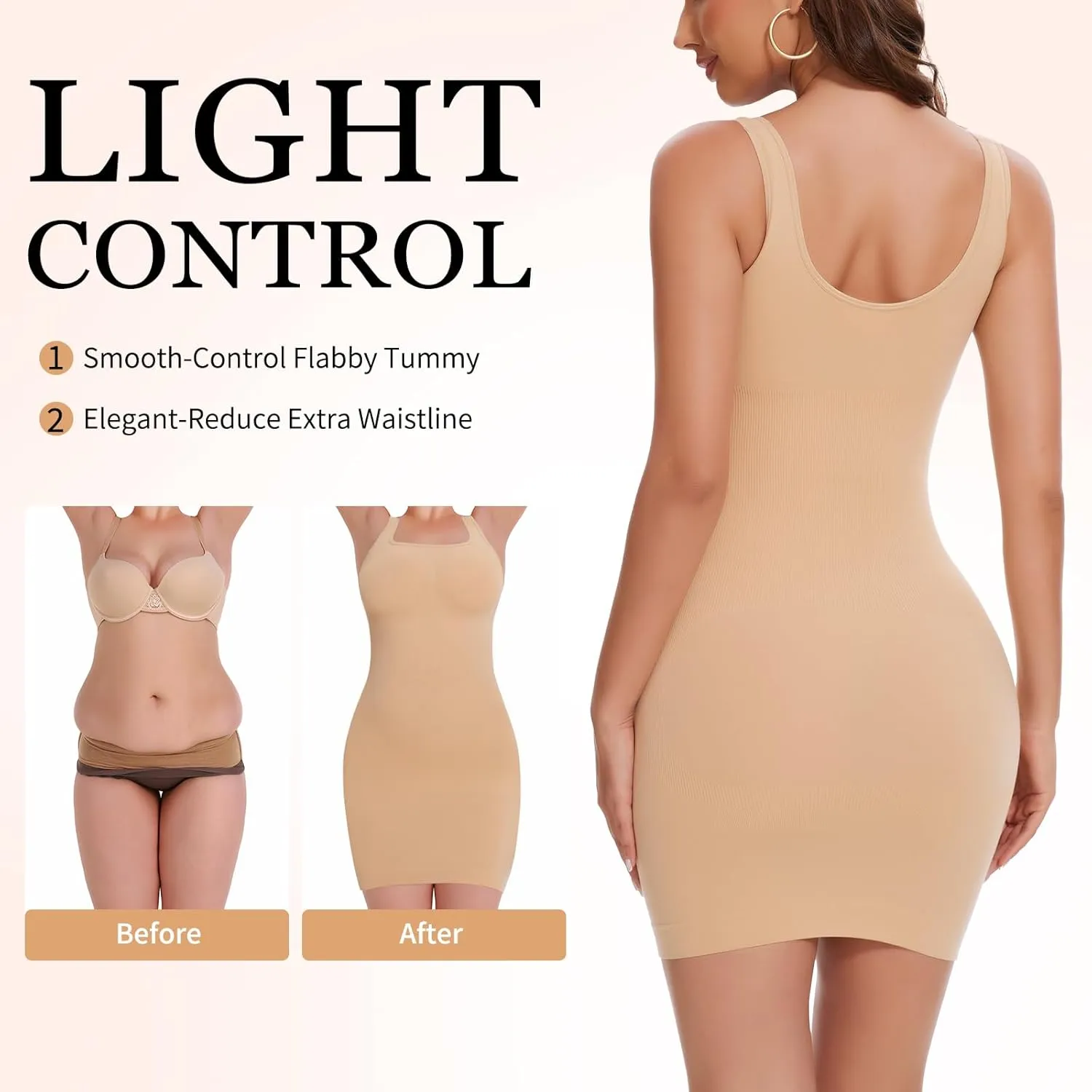 JOYSHAPER Slip Dress Shapewear for Under Dress Women Seamless Full Slip Tummy Control Body Shaper Bodycon