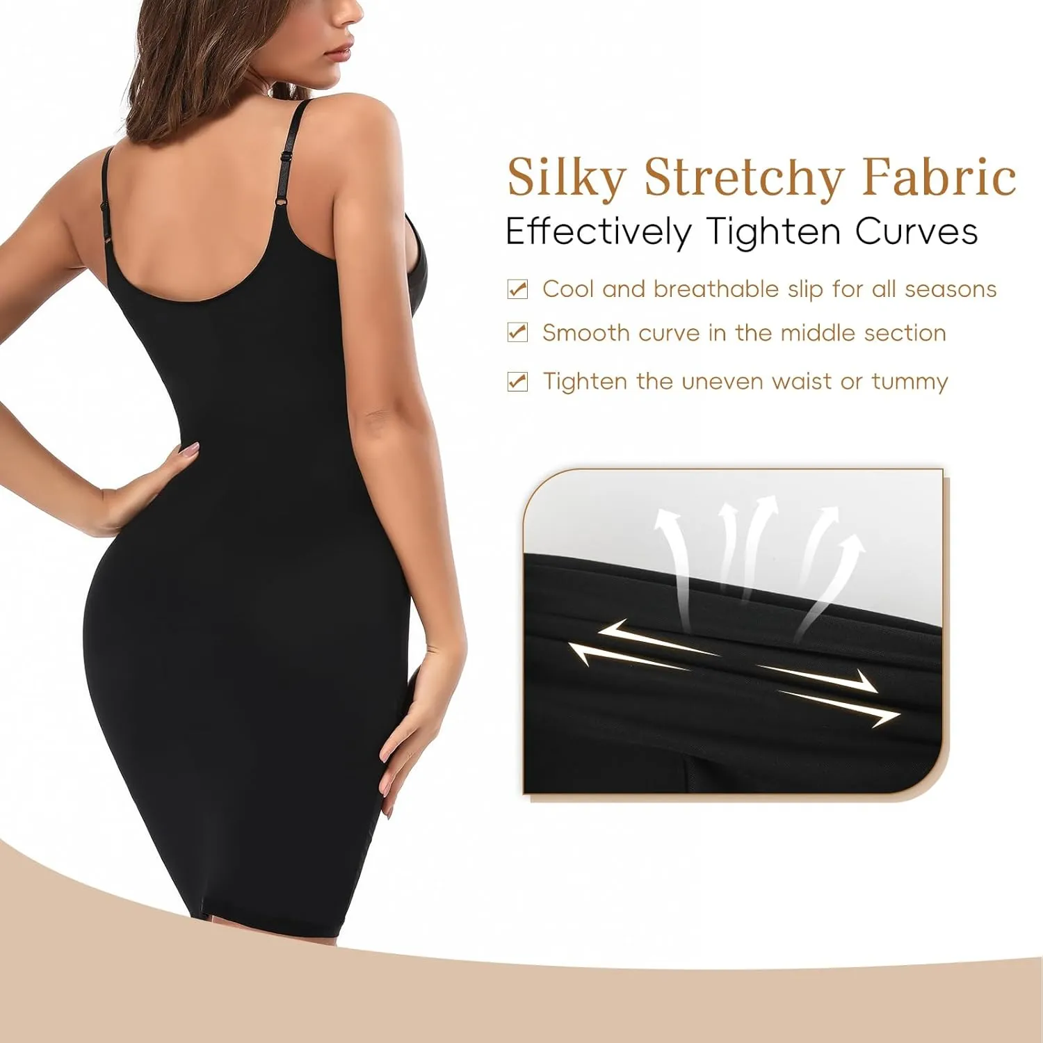JOYSHAPER Women's Full Slip for Under Dresses Skirt Camisole Dress Slip Shapewear Deep V Slip Body Shaper