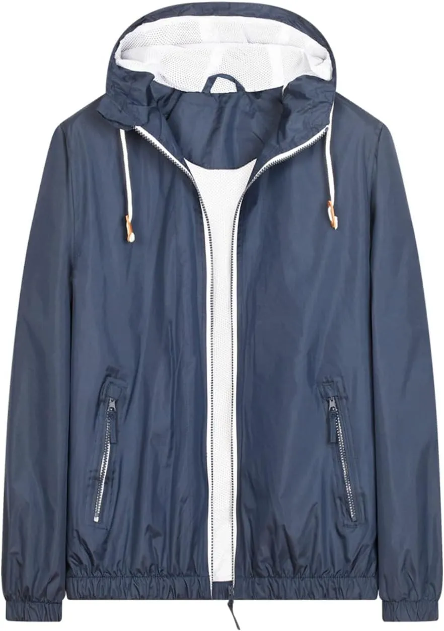 Lansbojun Mens Windbreaker Jackets Hooded Water-resistant Wind Breakers Casual Sportswear