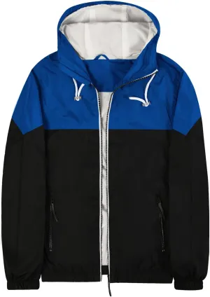 Lansbojun Mens Windbreaker Jackets Hooded Water-resistant Wind Breakers Casual Sportswear
