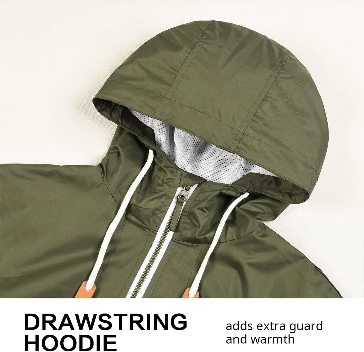 Lansbojun Mens Windbreaker Jackets Hooded Water-resistant Wind Breakers Casual Sportswear