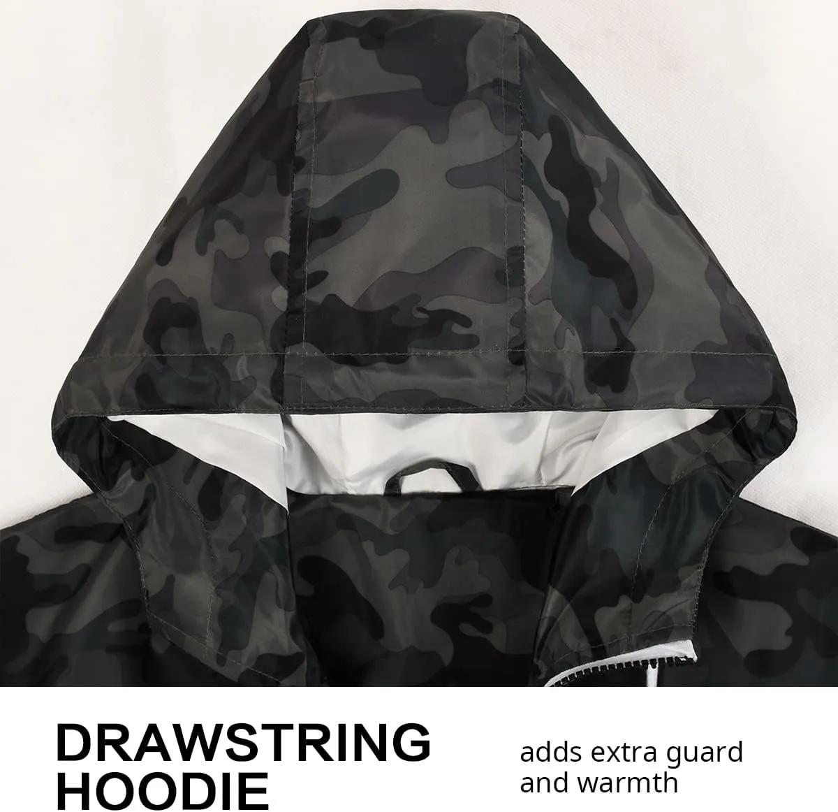 Lansbojun Mens Windbreaker Jackets Hooded Water-resistant Wind Breakers Casual Sportswear