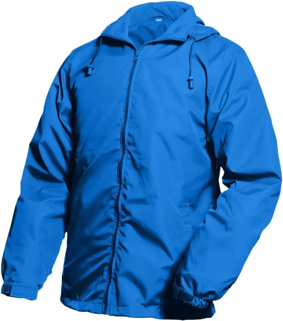 Lansbojun Mens Windbreaker Waterproof Packable Rain Jacket with Hood Wind Breaker Blue M
