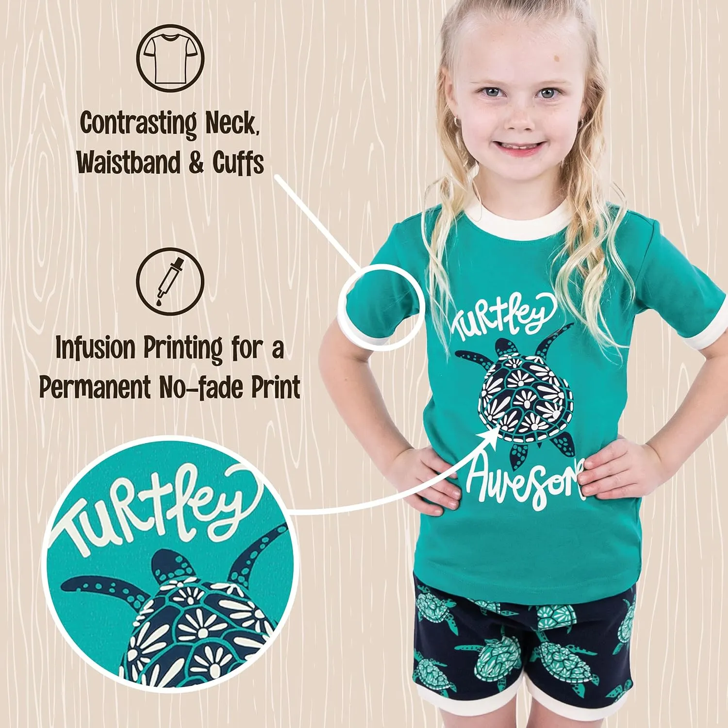 Lazy One Short-Sleeved Summer Pajama Set for Girls and Boys, Kid Pajama Set