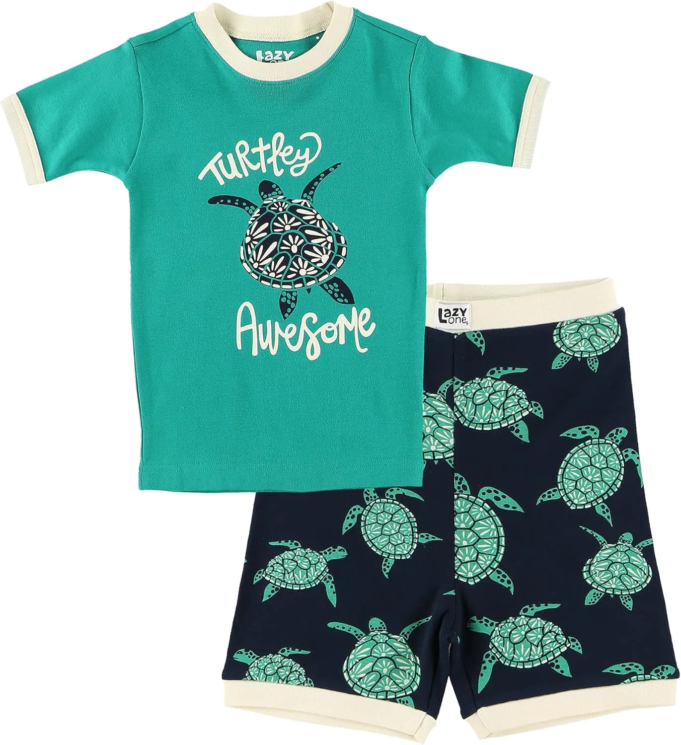 Lazy One Short-Sleeved Summer Pajama Set for Girls and Boys, Kid Pajama Set