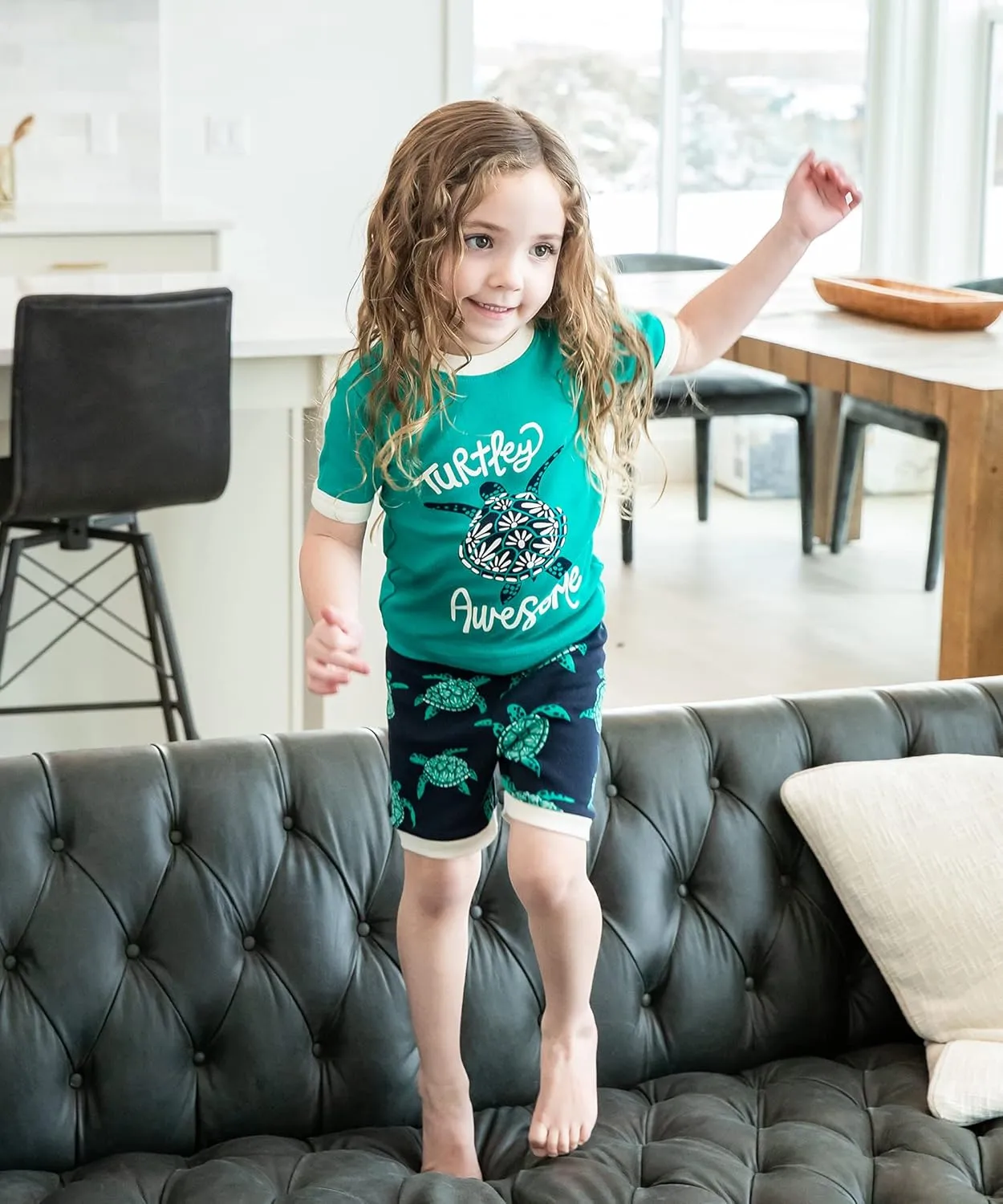 Lazy One Short-Sleeved Summer Pajama Set for Girls and Boys, Kid Pajama Set