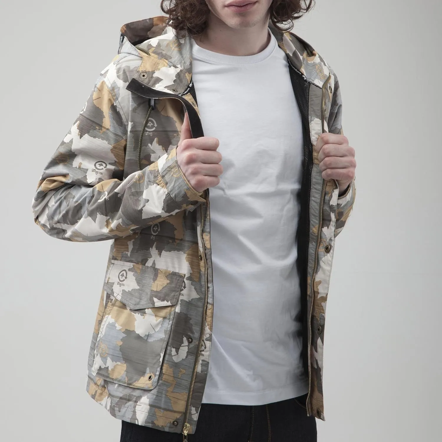 LRG Men's Wood Grain Wind Breaker Jacket