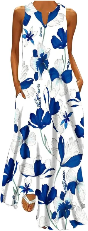 LRMQS Summer Dresses for Women 2025 Vacation Beach Casual Flowy Spring Maxi Dress Floral Plus Size Sundress Long Sun Dresses