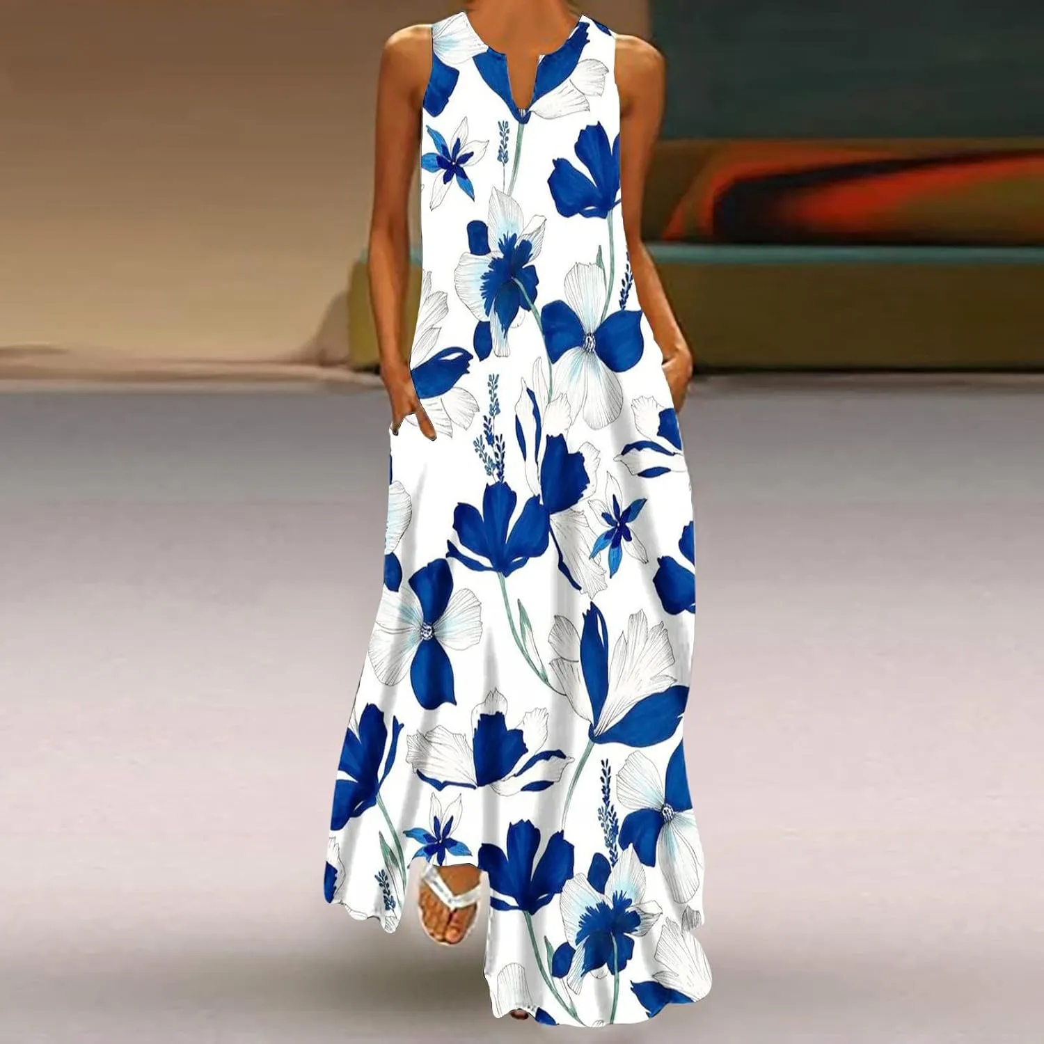 LRMQS Summer Dresses for Women 2025 Vacation Beach Casual Flowy Spring Maxi Dress Floral Plus Size Sundress Long Sun Dresses