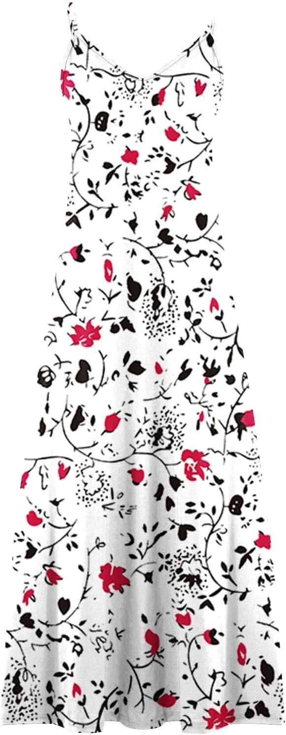 LRMQS Summer Dresses for Women 2025 Vacation Casual Plus Size Maxi Sun Dress Trendy Flowy Beach Long Spaghetti Strap Sundress
