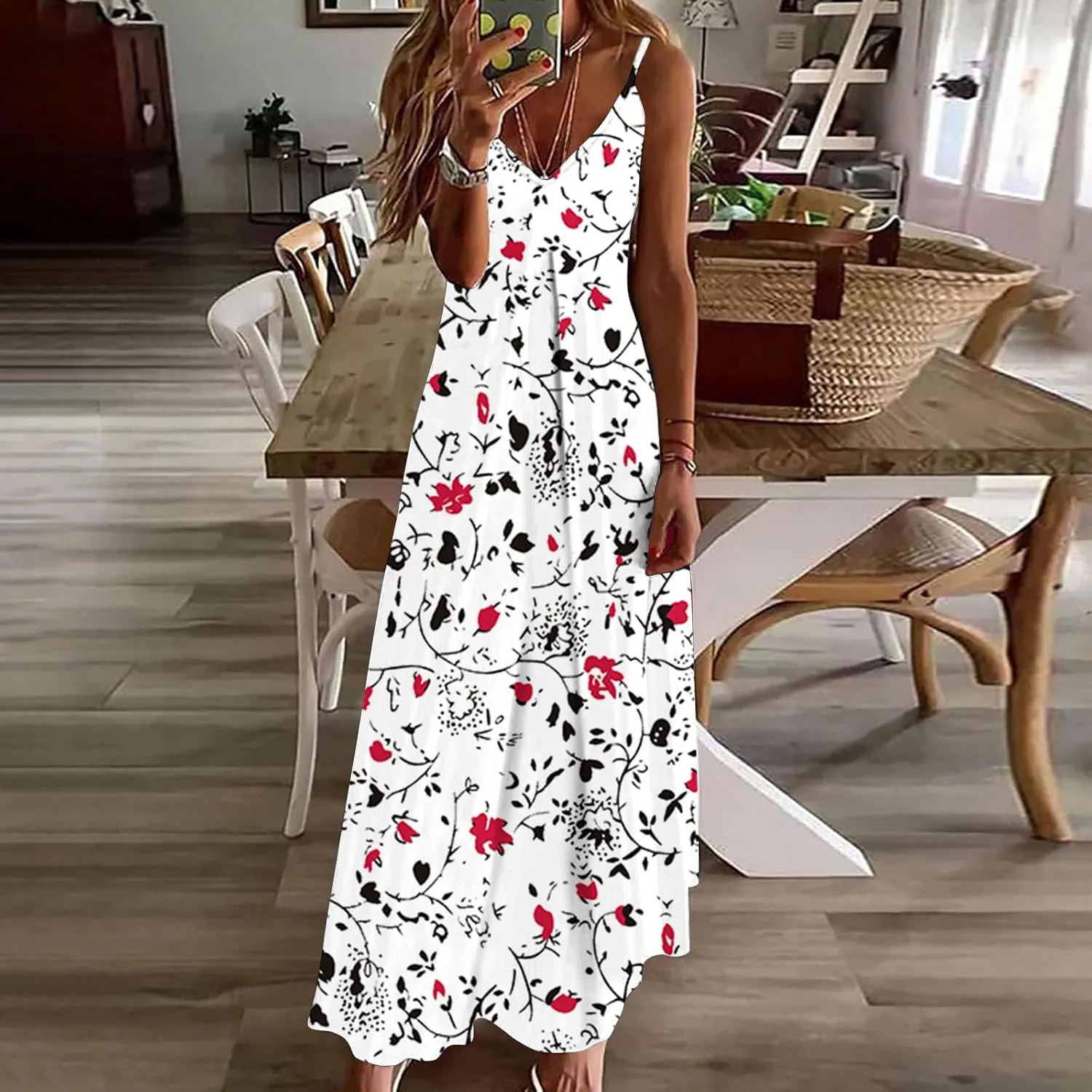 LRMQS Summer Dresses for Women 2025 Vacation Casual Plus Size Maxi Sun Dress Trendy Flowy Beach Long Spaghetti Strap Sundress