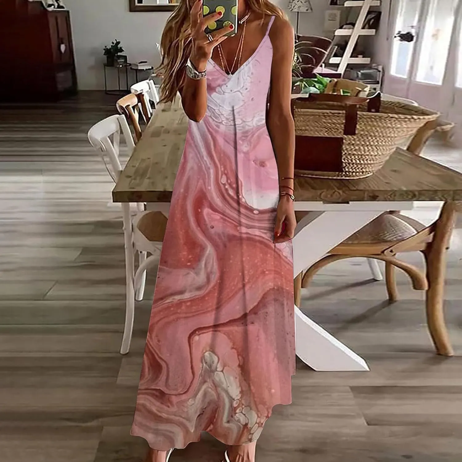 LRMQS Summer Dresses for Women 2025 Vacation Casual Plus Size Maxi Sun Dress Trendy Flowy Beach Long Spaghetti Strap Sundress