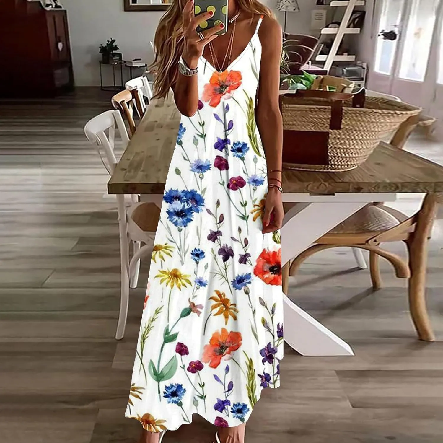 LRMQS Summer Dresses for Women 2025 Vacation Casual Plus Size Maxi Sun Dress Trendy Flowy Beach Long Spaghetti Strap Sundress