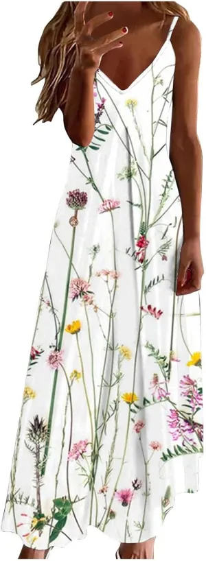LRMQS Summer Dresses for Women 2025 Vacation Casual Plus Size Maxi Sun Dress Trendy Flowy Beach Long Spaghetti Strap Sundress
