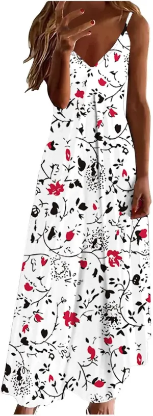 LRMQS Summer Dresses for Women 2025 Vacation Casual Plus Size Maxi Sun Dress Trendy Flowy Beach Long Spaghetti Strap Sundress