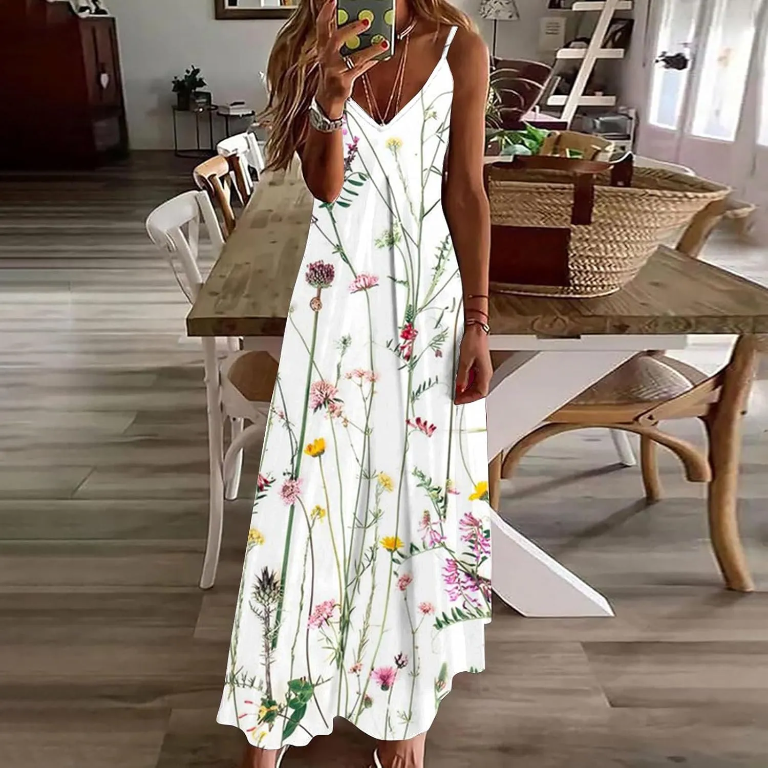 LRMQS Summer Dresses for Women 2025 Vacation Casual Plus Size Maxi Sun Dress Trendy Flowy Beach Long Spaghetti Strap Sundress