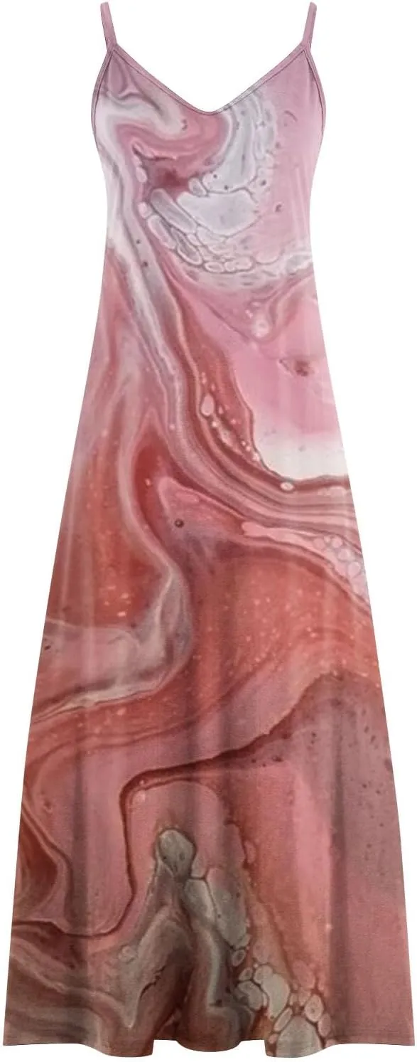 LRMQS Summer Dresses for Women 2025 Vacation Casual Plus Size Maxi Sun Dress Trendy Flowy Beach Long Spaghetti Strap Sundress