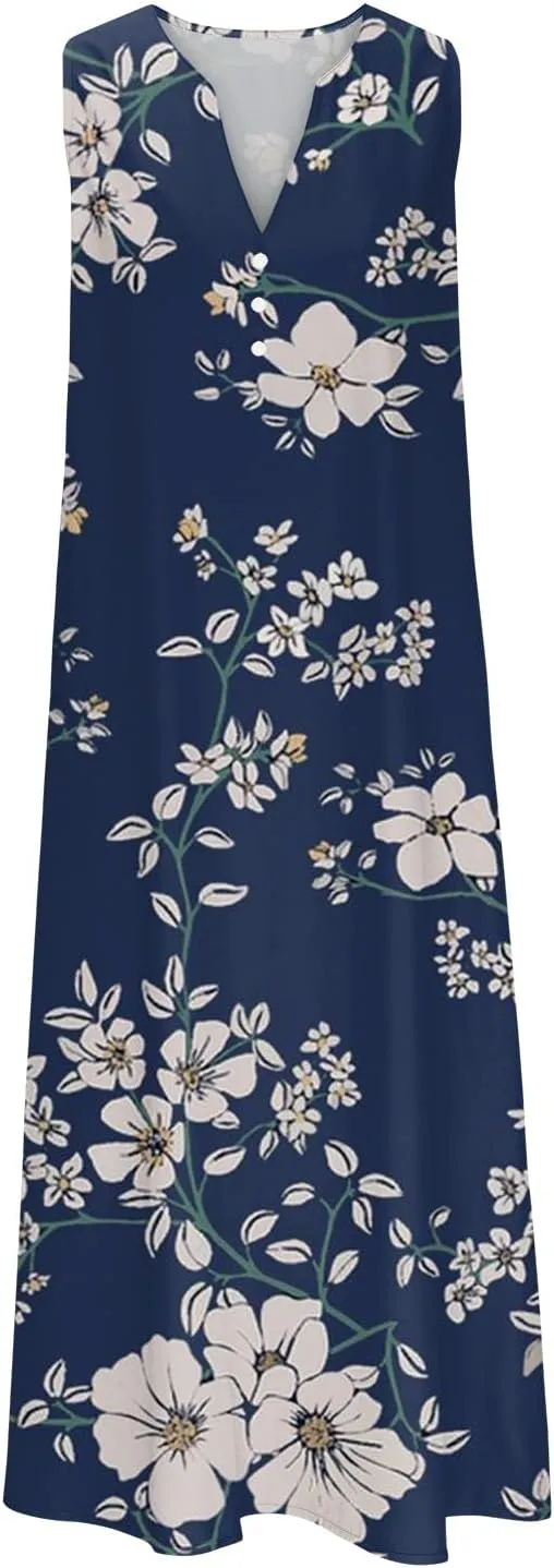 LRMQS Summer Dresses for Women 2025 Vacation Spring Casual Midi Dresses Beach Trendy Sundresses Plus Size Long Maxi Sun Dress