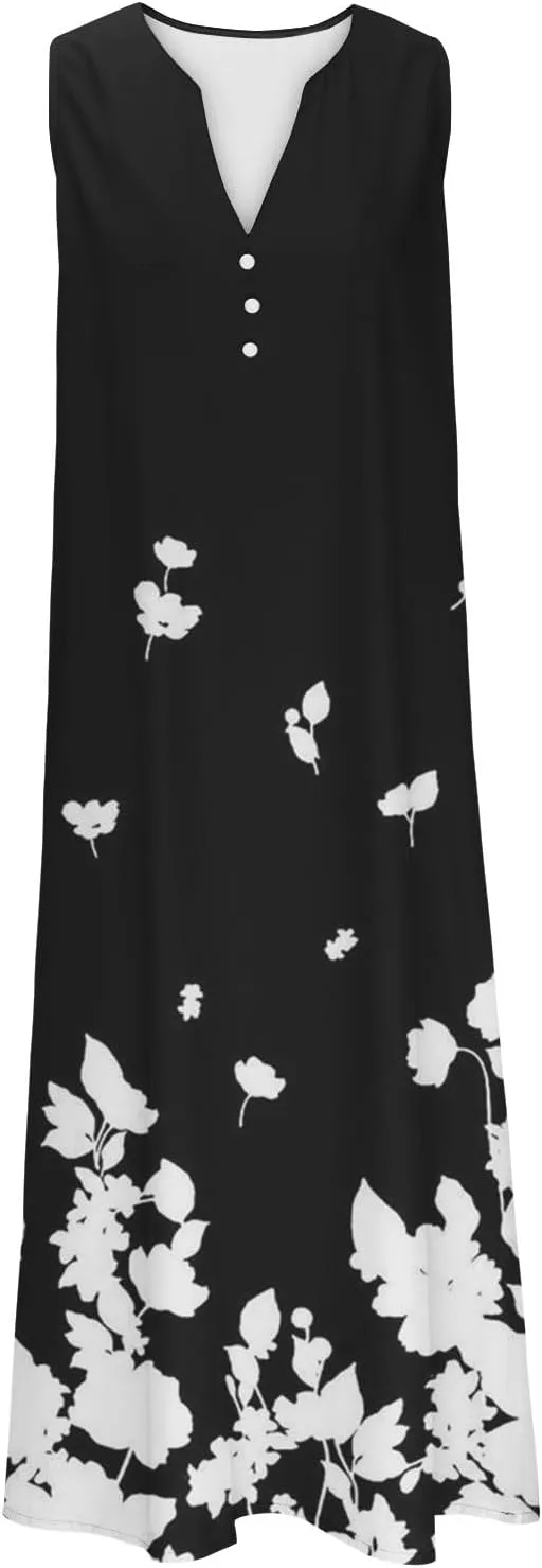 LRMQS Summer Dresses for Women 2025 Vacation Spring Casual Midi Dresses Beach Trendy Sundresses Plus Size Long Maxi Sun Dress